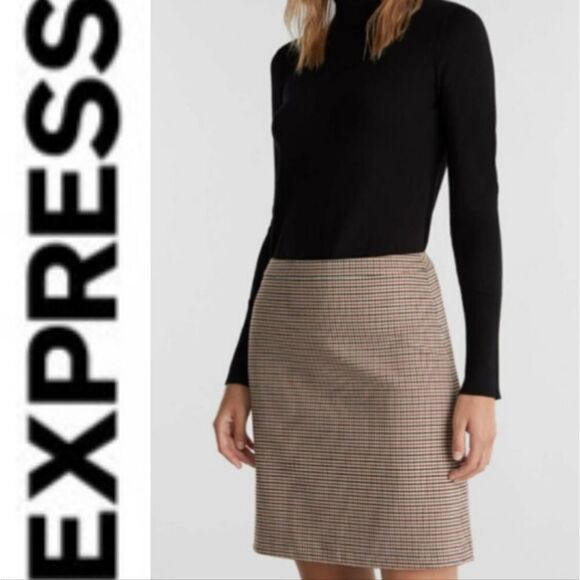 Express Houndstooth Pull on Stretch Skirt - Picture 1 of 5
